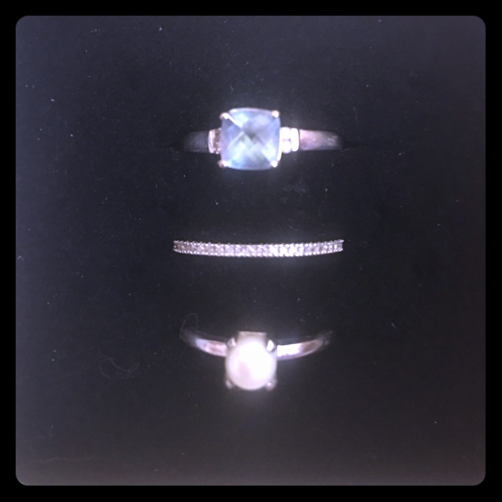 Size 6 , White Gold, Three Ring Bundle